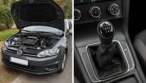 capot de voiture ouvert et une photo de boite de vitesse