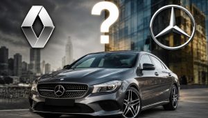 Mercedes CLA 200 vue en trois quarts avant, garée dans un décor urbain moderne