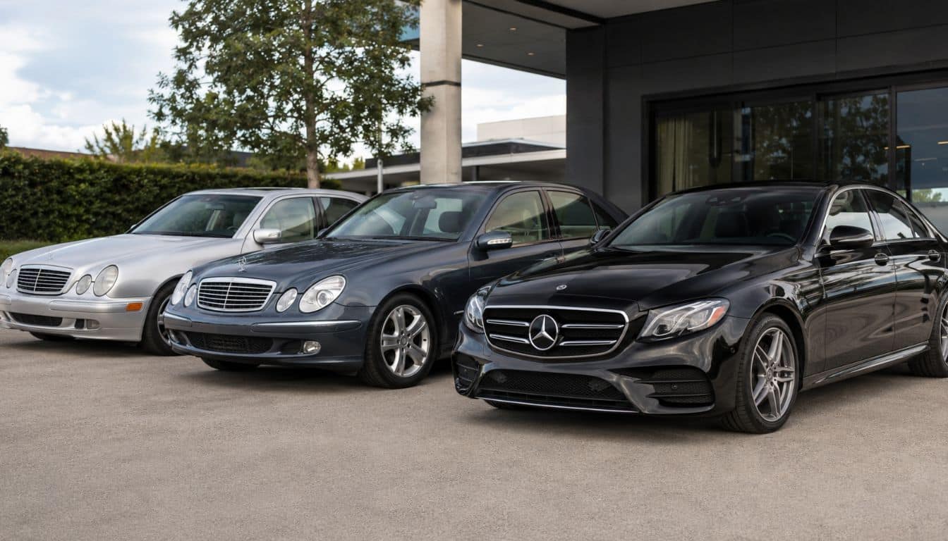 différentes Mercedes classe e garées